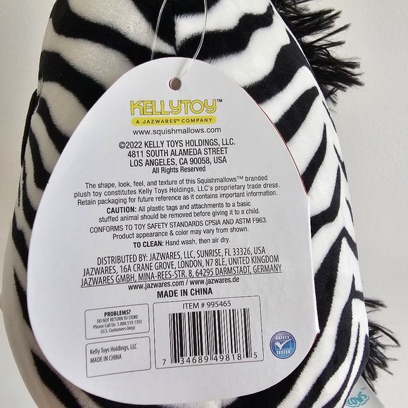 Squishmallows Tracey The Zebra Official Kellytoy Plush 8" Squishy Soft Plush Toy - Picture 5 of 10